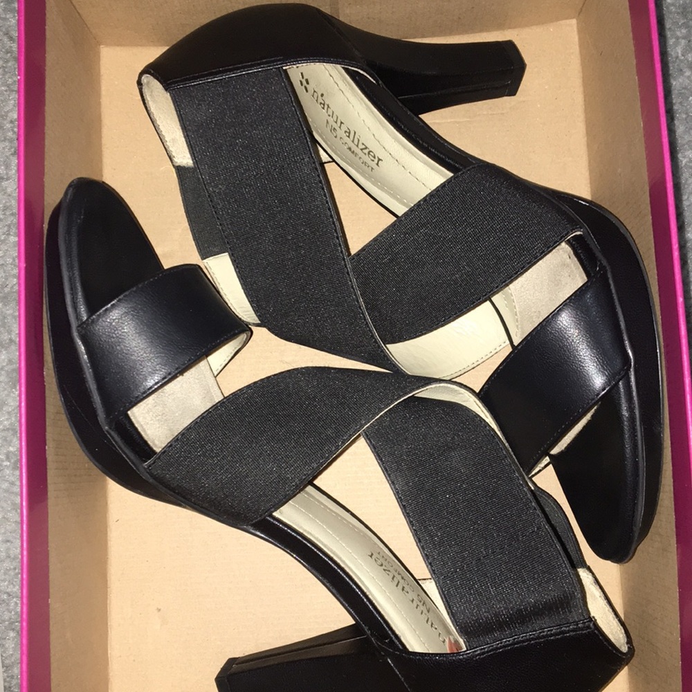 Naturalizer black strap heels